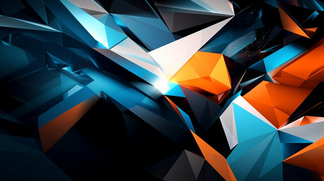 Abstract 3d orange and blue fractal background - Generative Ai
