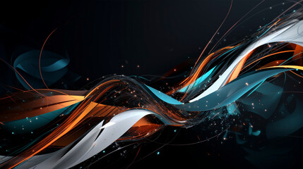 Abstract orange, blanc, and blue background with waves - Generative Ai