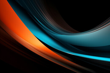 Abstract blue and orange background with lines - Generative Ai