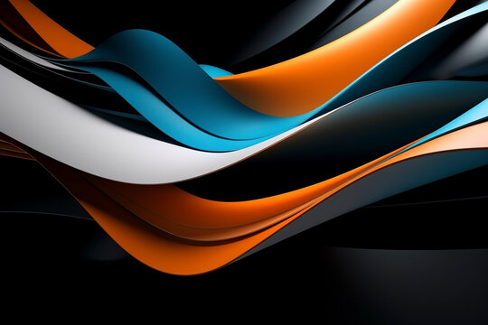 Abstract blue and orange background with lines - Generative Ai