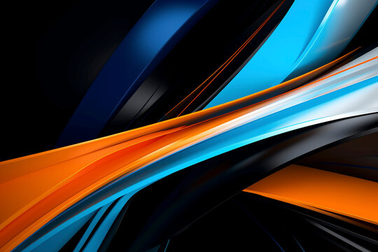 Abstract blue and orange background with lines - Generative Ai