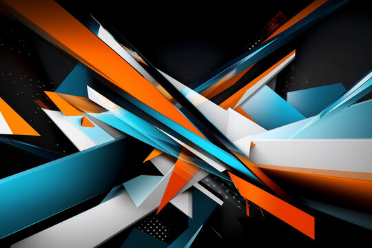 Abstract orange, blanc, and blue background with waves - Generative Ai