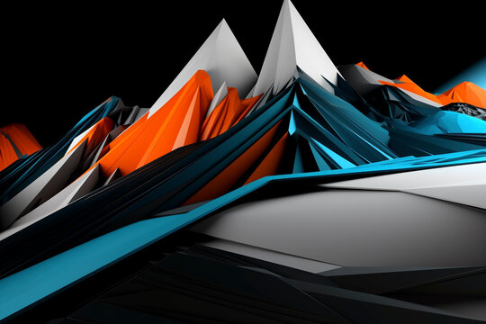 Abstract 3d orange and blue fractal background - Generative Ai