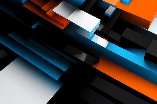 Abstract blue and orange background with squares - Generative Ai