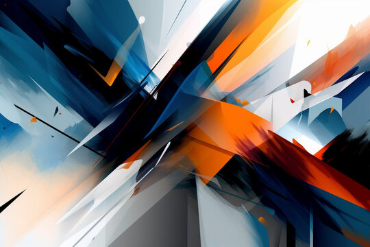 Abstract 3d orange and blue fractal background - Generative Ai