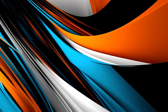 Abstract blue and orange background with lines - Generative Ai