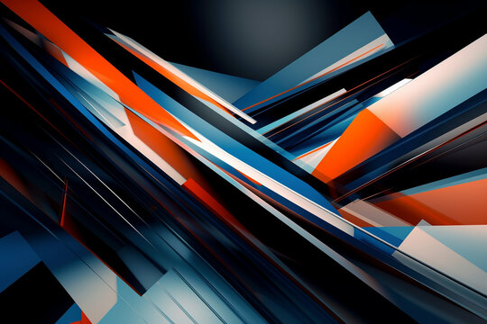 Abstract blue and orange background with lines - Generative Ai