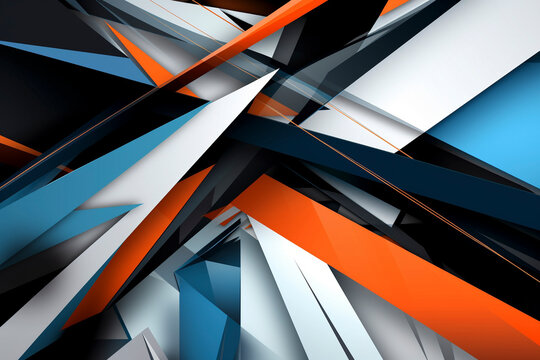 Abstract 3d orange and blue fractal background - Generative Ai