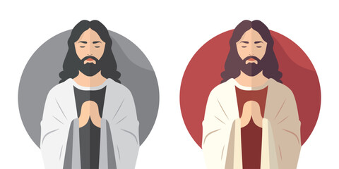 Jesus Christ, simple illustration, flat design isolated on white background. Vector illustration