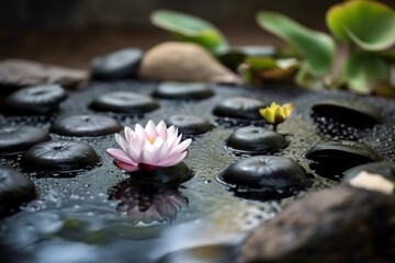 Obraz na płótnie Canvas Small zen garden closeup, created with generative AI