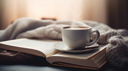 cup of coffee and book