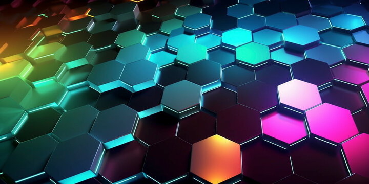 Abstract background with hexagons - Generative Ai