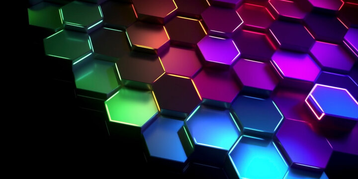 Abstract background with hexagons - Generative Ai
