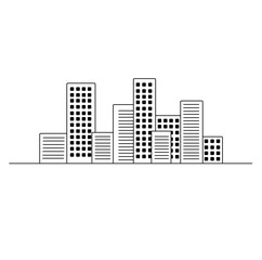 Vector isolated big city with multistory apartment  colorless black and white contour line easy drawing