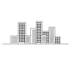 Obraz premium Vector isolated big city with multistory apartment colorless black and white contour line easy drawing