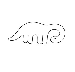 Vector isolated one single cute cartoon dino dinosaur with long neck colorless black and white contour line easy drawing