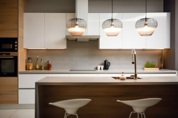 Fototapeta na wymiar modern kitchen background, generative ai