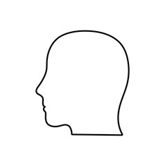 Vector isolated one single bald head side view contour  colorless black and white contour line easy drawing