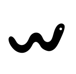 Vector isolated one single cute cartoon tiny crawling worm side view colorless black and white outline silhouette shadow shape