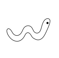 Vector isolated one single cute cartoon tiny crawling worm side view colorless black and white contour line easy drawing