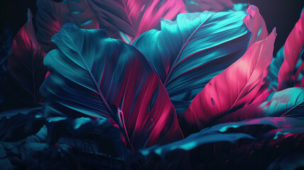 Abstract background with tropical leaves. Generative Ai