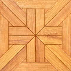 Beautiful wood texture in a geometric symmetrical parquet pattern. - obrazy, fototapety, plakaty
