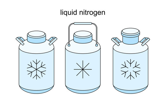 Vector line icon of a liquid compressed Nitrogen gas with N2 for cryo preservation vector illustration