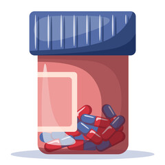 Plastic container with pills.