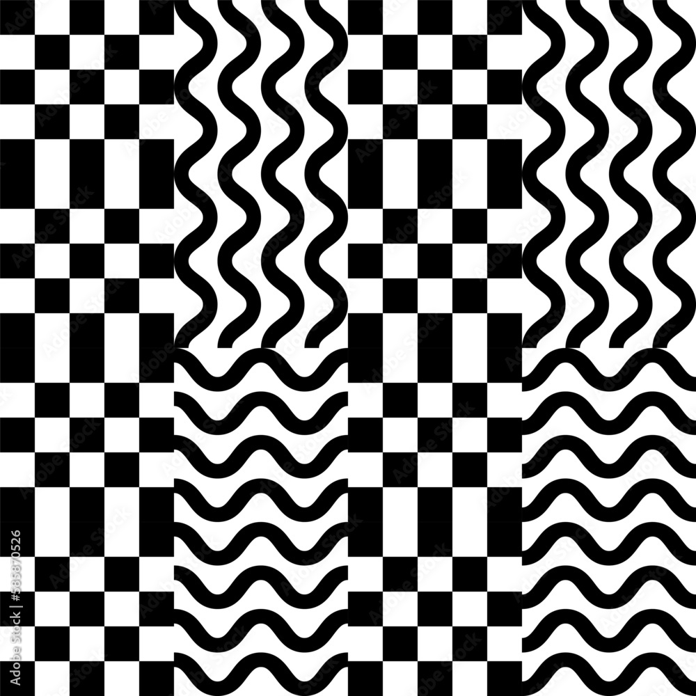 Aufkleber Modern abstract geometric contemporary vector seamless pattern with simple elements and shapes. Graphic black and white minimalist background.