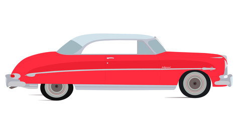 red retro car illustration vintage