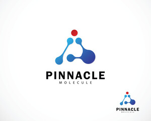 bio tech molecule logo design for DNA medical services molecule mountain logo triangle pinnacle design concept
