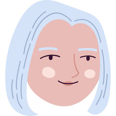 Cartoon Woman Portrait With Grey Hair