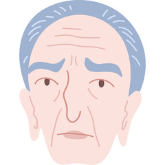 Cartoon Old Man Portrait With Grey Hair