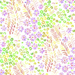 Seamless pattern  with flowers in doodle style.