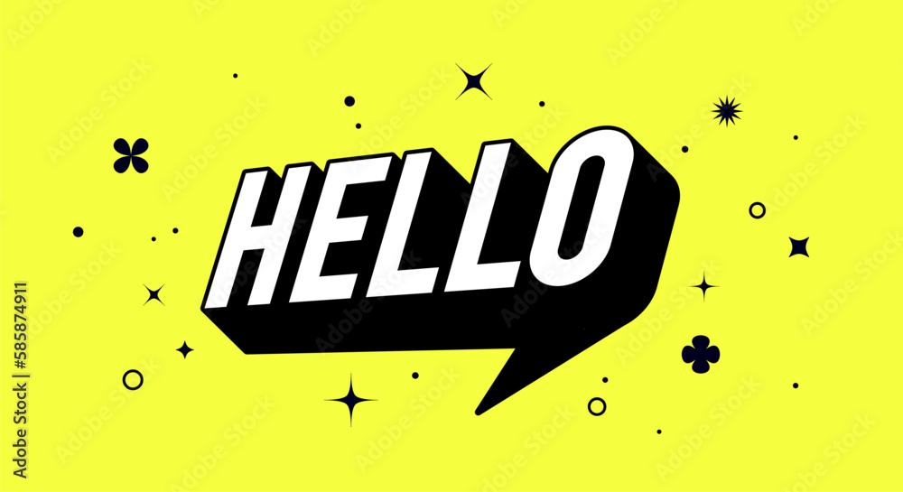 Canvas Prints banner speech bubble text hello, message concept hello. isolated poster in 3d design. design element