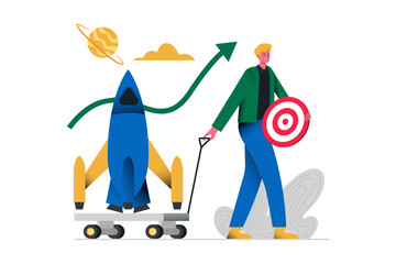 Person Holding Target Board and Pulling Rocket for Launch