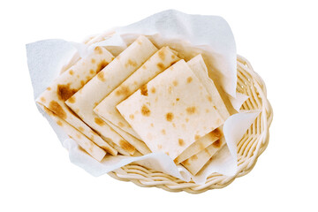 Lavash basket, national cuisine concept. Isolated.