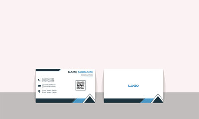 Naklejka premium Double sided creative business design. Elegant red colour unique corporate business card design vector illustrator. Qr code simple visiting card design logo with unique design. business card.