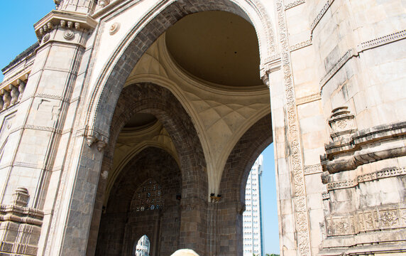 Detail or zoom image of Gateway of India in Mumbai Maharashtra.
