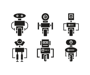 smart robot character icons set