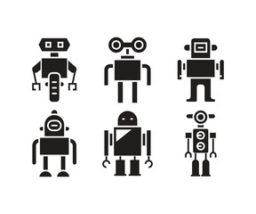 smart robot character icons set