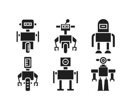 cute robot character icons vector illustration