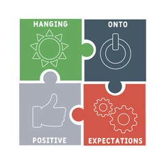 HOPE - Hanging onto positive expectations acronym. business concept background.  vector illustration concept with keywords and icons. lettering illustration with icons for web