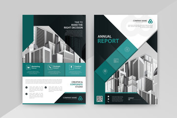 Business abstract vector template for Brochure, Flyer with Cyan and Black Color, Front and back.