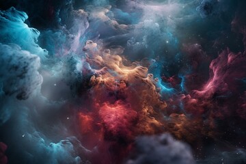 Fototapeta na wymiar Colorful space galaxy cloud nebula. Stary night cosmos. Universe science astronomy. Supernova background wallpaper. Generative AI