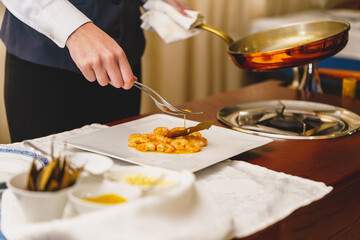 chef preparing shrimp