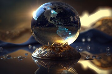 Gleaming Wishes Reflected in a Sapphire Globe Generative AI