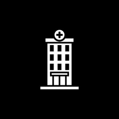 Hospital icon image isolated on black background 