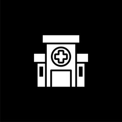  Hospital icon  isolated on black background 