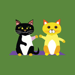 Two Cute And Beautiful Baby Cat Vector Art